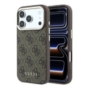 Apple iPhone 18 Pro Max Guess Leather 4G Gold Frame MagSafe bőr védőtok (Barna) (GUHMP18XG4GFCW)