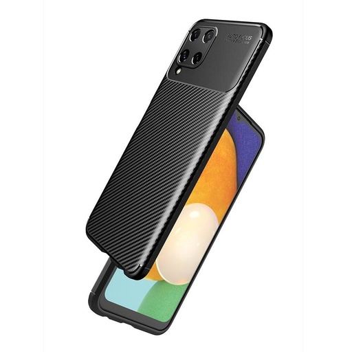 Samsung Galaxy A22 5G carbon fiber szilikon hátlap tok, (Fekete)
