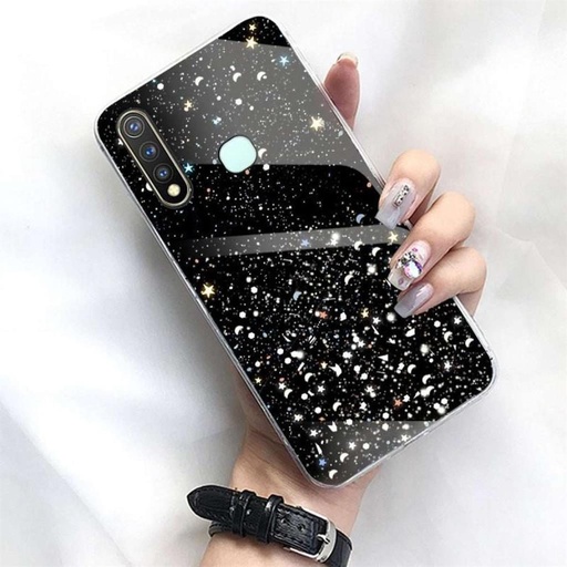 Apple iPhone 12 Mini glue glitter hátlap tok, (Fekete)