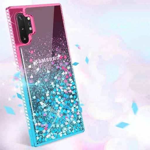 Apple iPhone 12 Pro Max diamond liquid hátlap tok, (pink-kék)