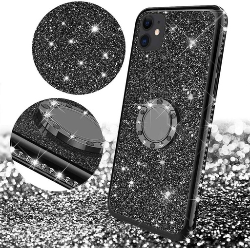 Apple iPhone 12 Mini diamond ring hátlap tok, (Fekete)