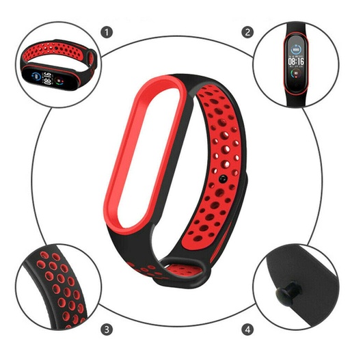 Xiaomi Mi Band 3/4/5/6 szilikon szíj, fekete/szürke