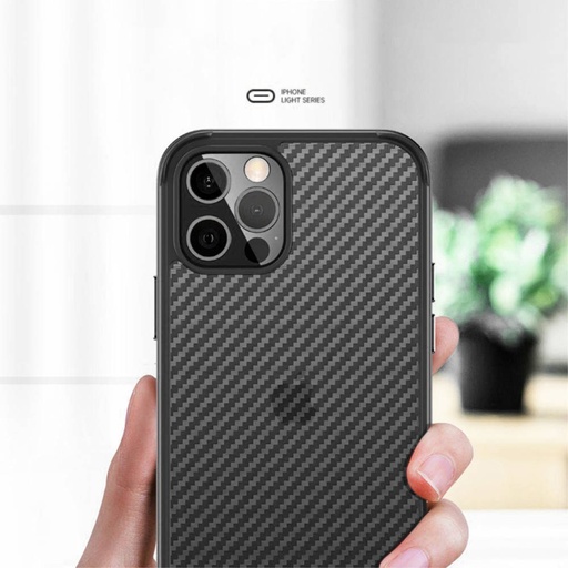 Apple iPhone 12 Pro Max Sulada carbon fiber hátlap tok, (Fekete)