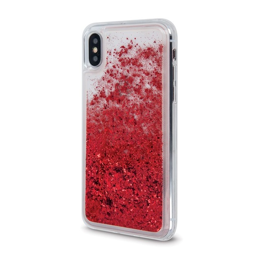 Huawei P30 Lite folyékony glitter hátlap tok (Piros)