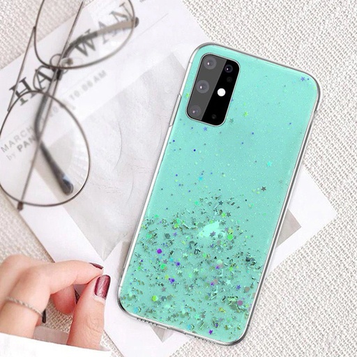 Samsung Galaxy A51 sequins glue glitter csillogós szilikon hátlap tok, (Zöld)