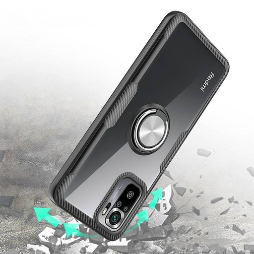 Xiaomi Redmi Note 10 4G/Redmi Note 10S carbon ring hátlap tok, (Fekete)