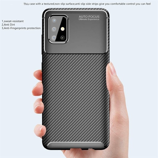 Samsung Galaxy A51 carbon fiber szilikon hátlap tok, (Fekete)