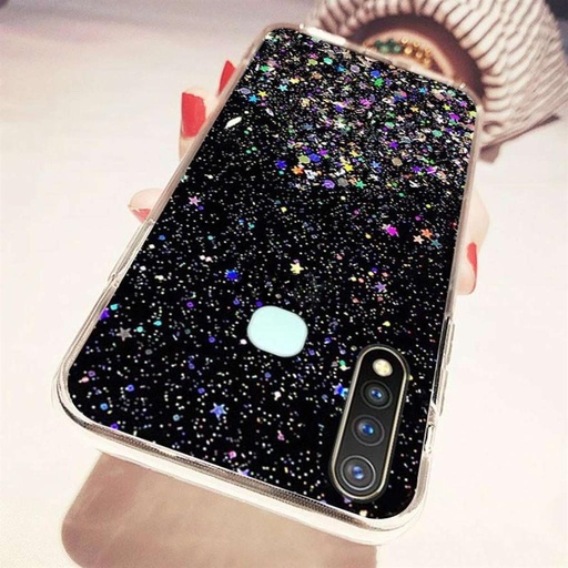 Samsung Galaxy A51 sequins glue glitter csillogós szilikon hátlap tok, (Fekete)