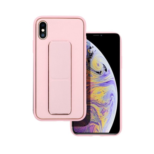 Apple iPhone X/XS bőr védőtok kihúzható állvánnyal, mágneses autós tartó kompatibilis , (Rózsaszín)