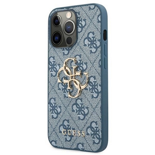 Apple iPhone 13 Pro Guess PU 4G Metal Logo tok (Kék) - GUHCP13L4GMGBL