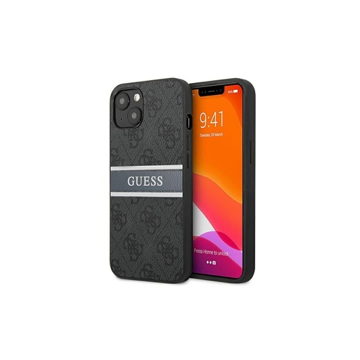 Apple iPhone 13 mini Guess PU 4G Printed Stripe tok (Szürke) - GUHCP13S4GDGR