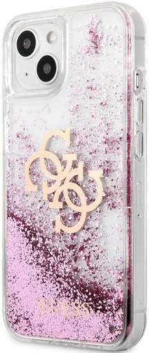 Apple iPhone 13 Guess TPU Big 4G Liquid Glitter tok (Rózsaszín - Átlátszó) – GUHCP13MLG4GPI