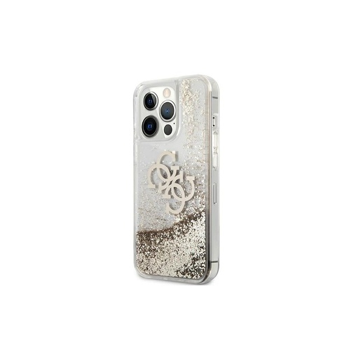 Apple iPhone 13 Guess TPU Big 4G Liquid Glitter tok (Arany - Átlátszó) – GUHCP13MLG4GGO