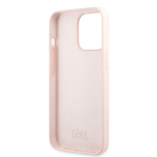 Apple iPhone 13 Karl Lagerfeld Liquid Silicone Karl Head tok (Világos rózsaszín) – KLHCP13MSLKHLP