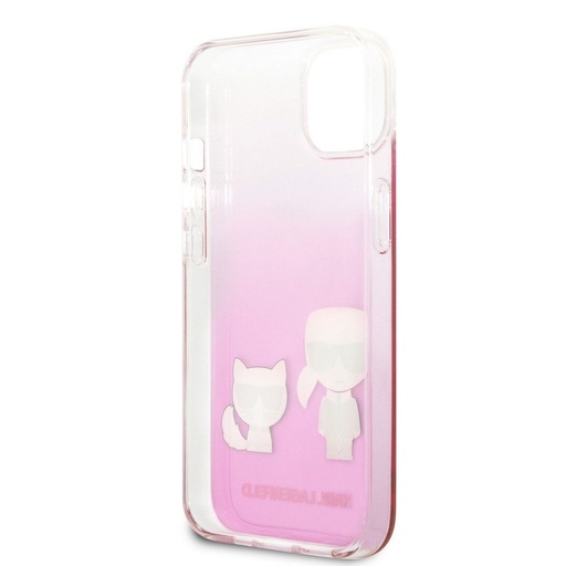 Apple iPhone 13 mini Karl Lagerfeld PC/TPU Ikonik Karl and Choupette tok (Rózsaszín) – KLHCP13SCKTRP