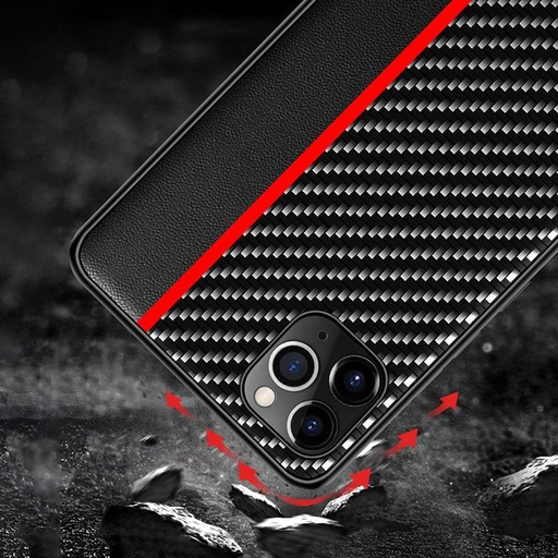 Samsung Galaxy A32 5G MOTO carbon hátlap tok (Fekete Piros Csíkkal)