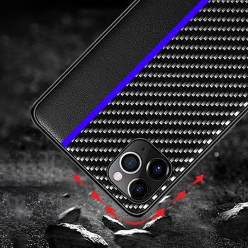 Xiaomi Redmi 10 / Redmi 10 2022 MOTO carbon hátlap tok (Fekete Kék Csíkkal)