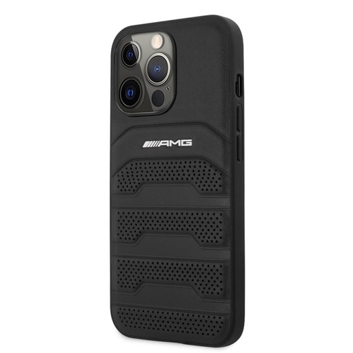 Apple iPhone 13 Pro AMG bőr hátlap tok (Fekete) - AMHCP13LGSEBK
