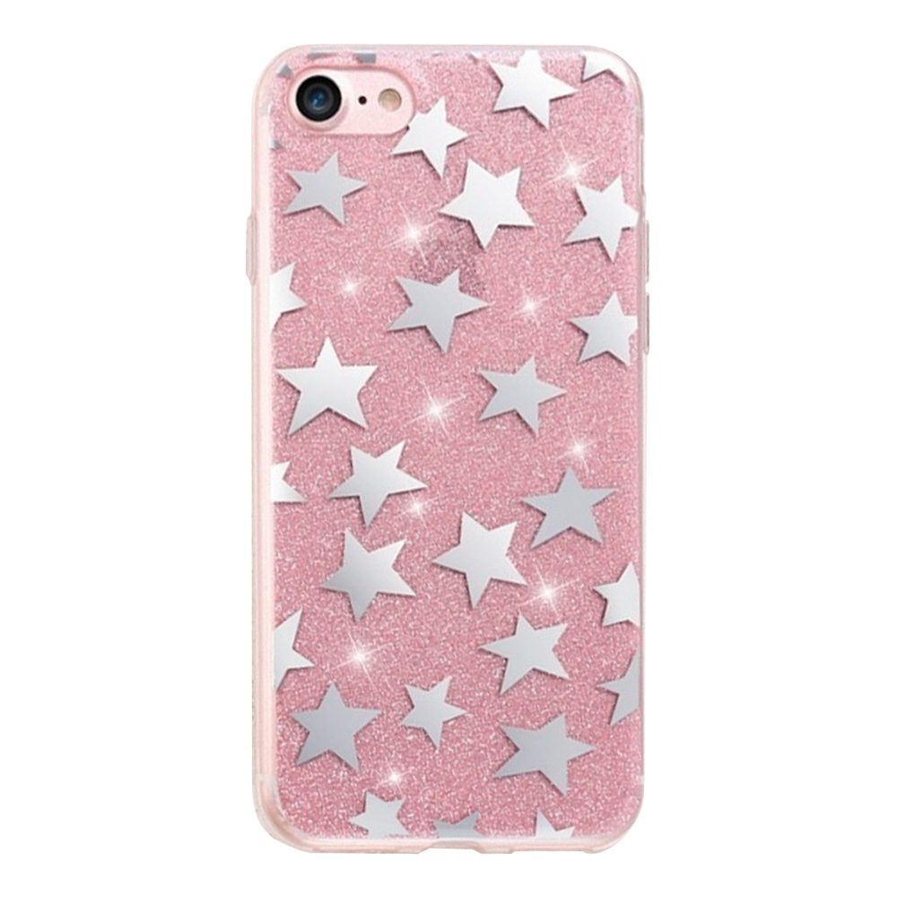 Apple iPhone 7 / iPhone 8 / iPhone SE 2020 / iPhone SE 2022 glitter stars hátlap tok (Pink)