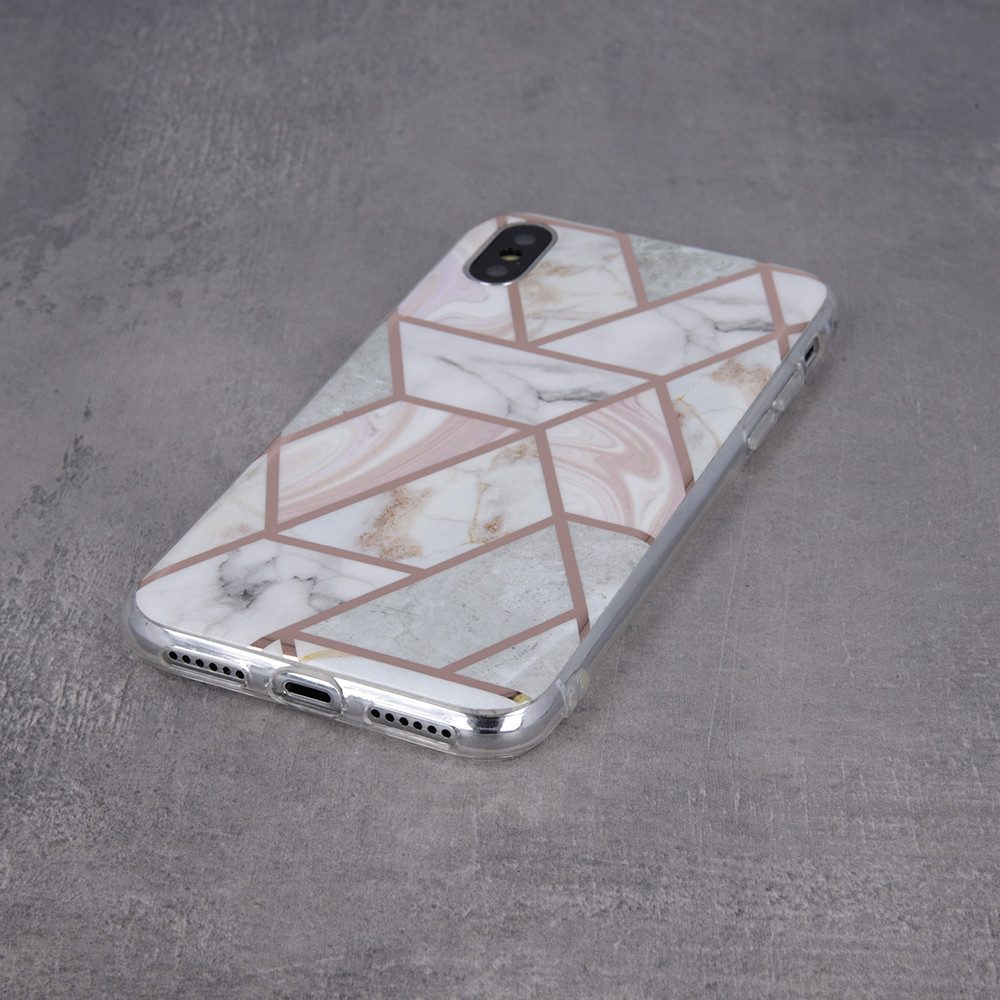 Apple iPhone 7 / iPhone 8 / iPhone SE 2020 / iPhone SE 2022 geometric marmur hátlap tok (Pink)