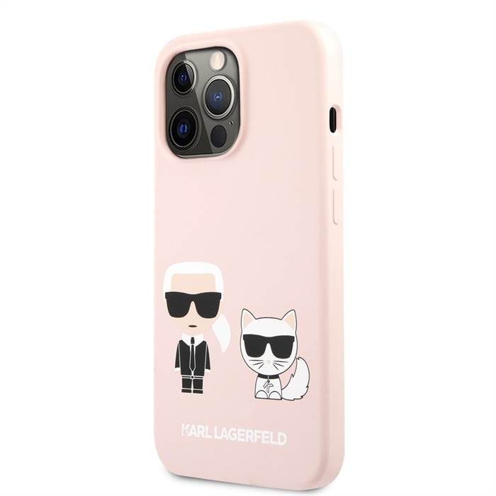 Apple iPhone 13 Pro Max Karl Lagerfeld Karl and Choupette Liquid Silicone tok (Rózsaszín - KLHCP13XSSKCI)