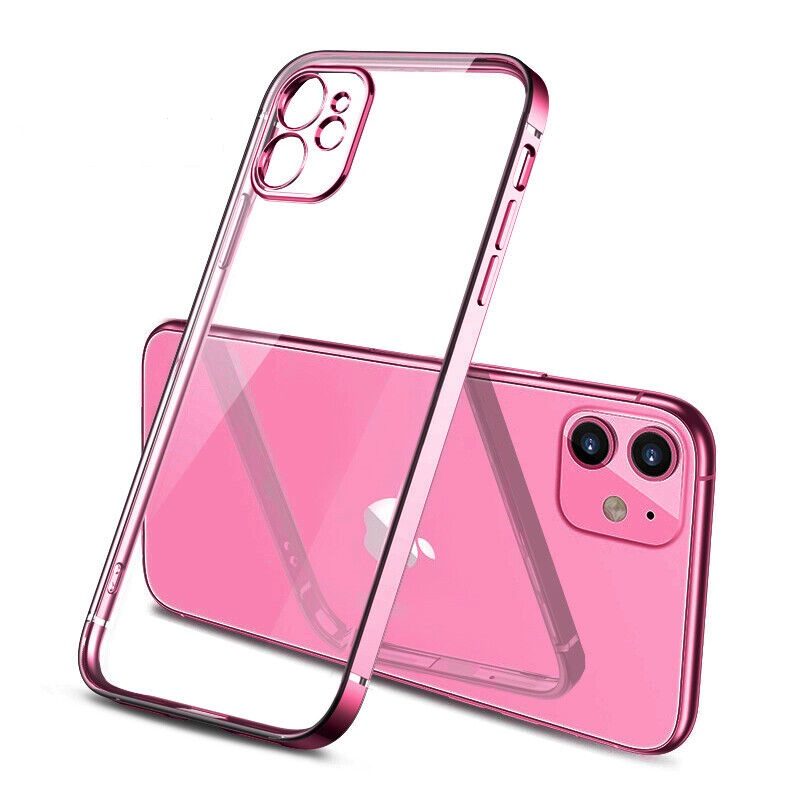 Apple iPhone 12 Pro electroplate kameravédős szilikon hátlap tok (Rózsaszín)