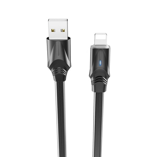 Borofone BU12 lightning kábel, cink ötvözet, LED állapotjelző, 2,4A, 1,2m, fekete