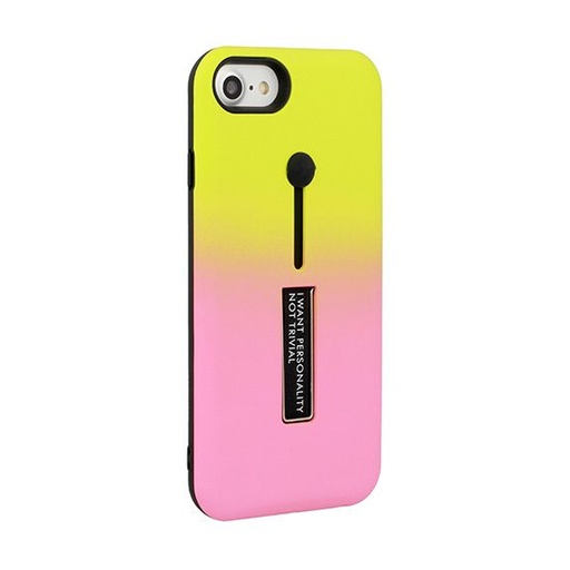Huawei P20 Lite ring finger stand hátlap tok, (sárga - pink)