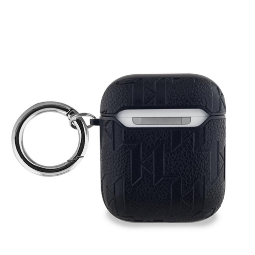 Apple AirPods / AirPods 2 Karl Lagerfeld PU Embossed Karl and Choupette Heads tok (Fekete) - KLA2PGKCPK