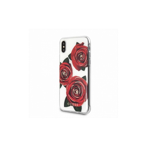 Apple iPhone X / iPhone XS GUESS flower desire red roses prémium hátlap tok (Rózsaszín)