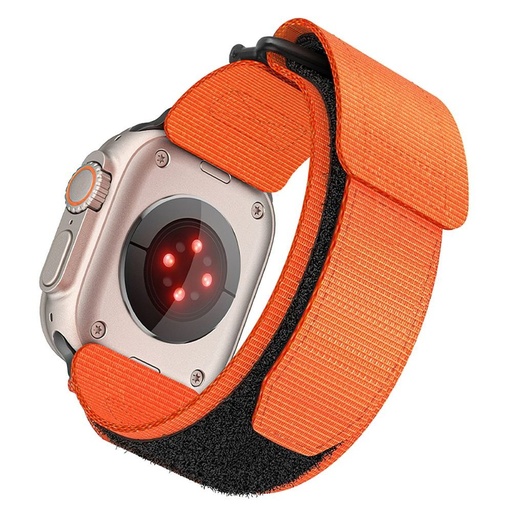 Forcell F-Design FA05 nylon tépőzáras szíj Apple Watch 42 / 44 / 45 / 49 mm (Narancssárga)