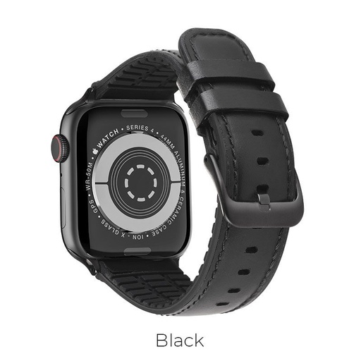 Hoco Apple Watch Series1/2/3/4/5(42/44mm) WB18 Fenix bőrszíj, Fekete