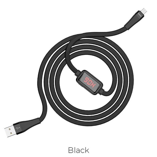 Hoco S4 microUSB kábel, 3A, LED állapotjelző, túltöltés elleni védelem, fekete