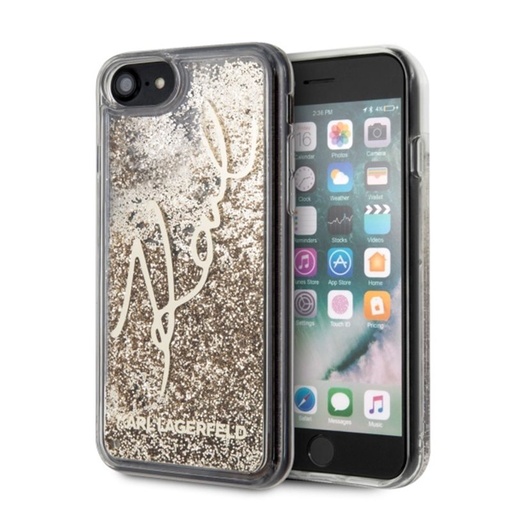 Apple iPhone 7 / iPhone 8 / iPhone SE 2020 / iPhone SE 2022 Karl Lagerfeld signature prémium hátlap tok (Arany - KLHCI8TRKSGO)