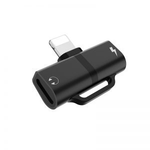 Hoco LS20 2in1 lightning elosztó (lightning audio+lightning töltő port), fekete