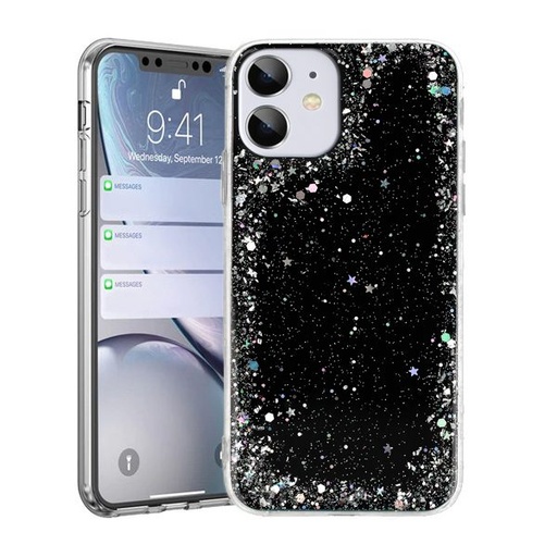 Apple iPhone 12/12 Pro brilliant clear hátlap tok (Fekete)