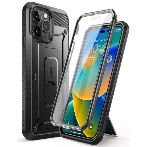 Apple iPhone 14 Pro Supcase Unicorn beetle strapabíró hátlap tok előlappal (Fekete)