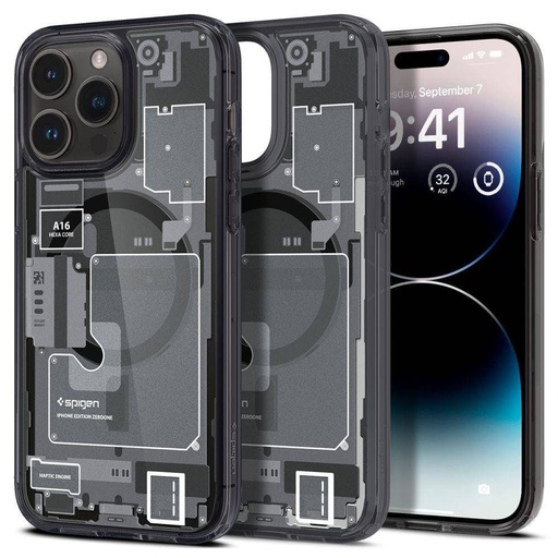 Apple iPhone 14 Pro Spigen Ultra hybrid mag magsafe hátlap tok (Szürke)