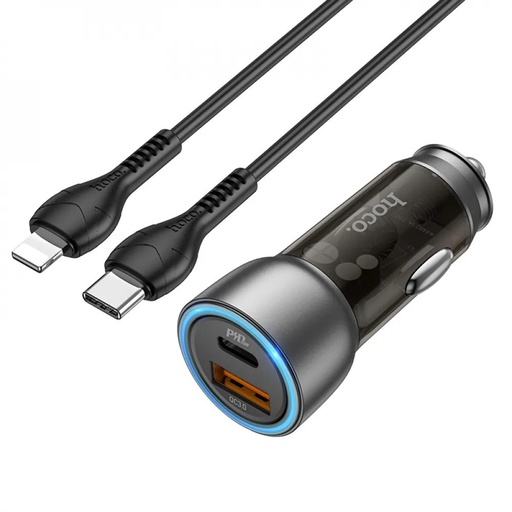 Hoco NZ8 Autós töltő, 43W, PD25W,QC3.0, Type-C-Type-C kábellel barna