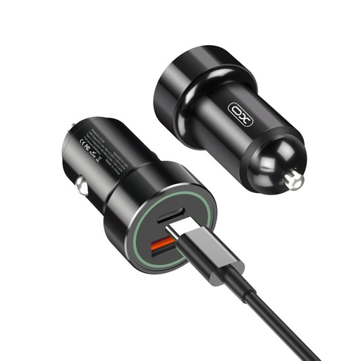XO CC35 Autós töltő, 20W, QC3.0, PD3.0 kimenet, Type-C kábelle fekete