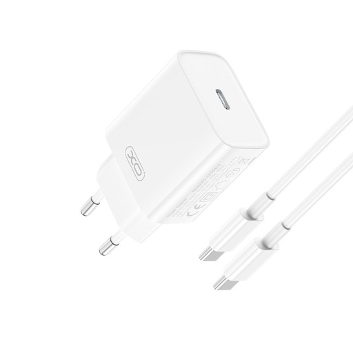 XO CE15 PD 20W gyorstöltő (Fehér) – USB-C csatlakozó, Type-C kábellel