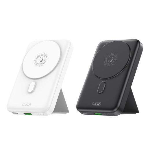 XO PR211 power bank 10000 mAh (Fehér) – vezeték nélküli töltés 15W, mágneses, támasztékkal
