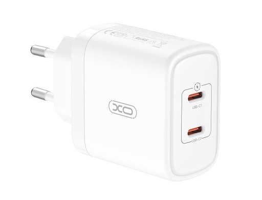 XO CE08 PD max. 50W gyorstöltő (Fehér) – 2× USB-C csatlakozó