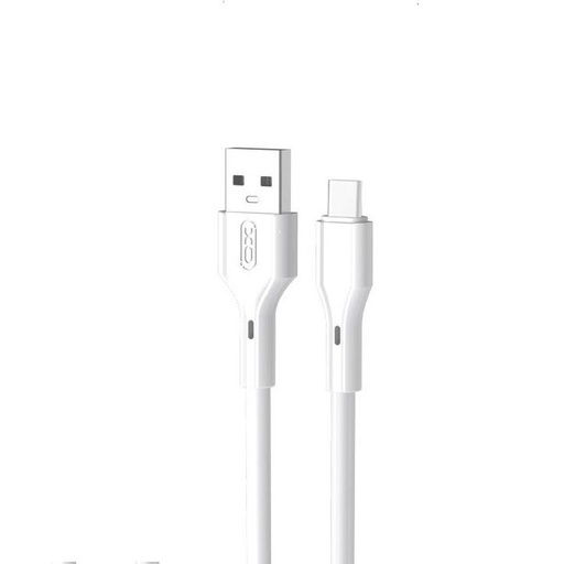 XO NB230 USB-C adatkábel (Fehér) – Rock Series, 2.4A